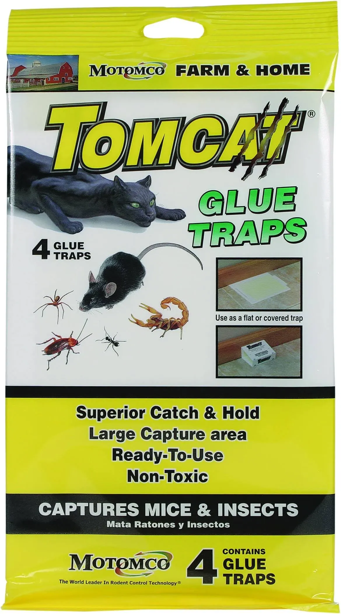 Tom Cat Glue Traps 4 Pack Mice Insects Farm Home