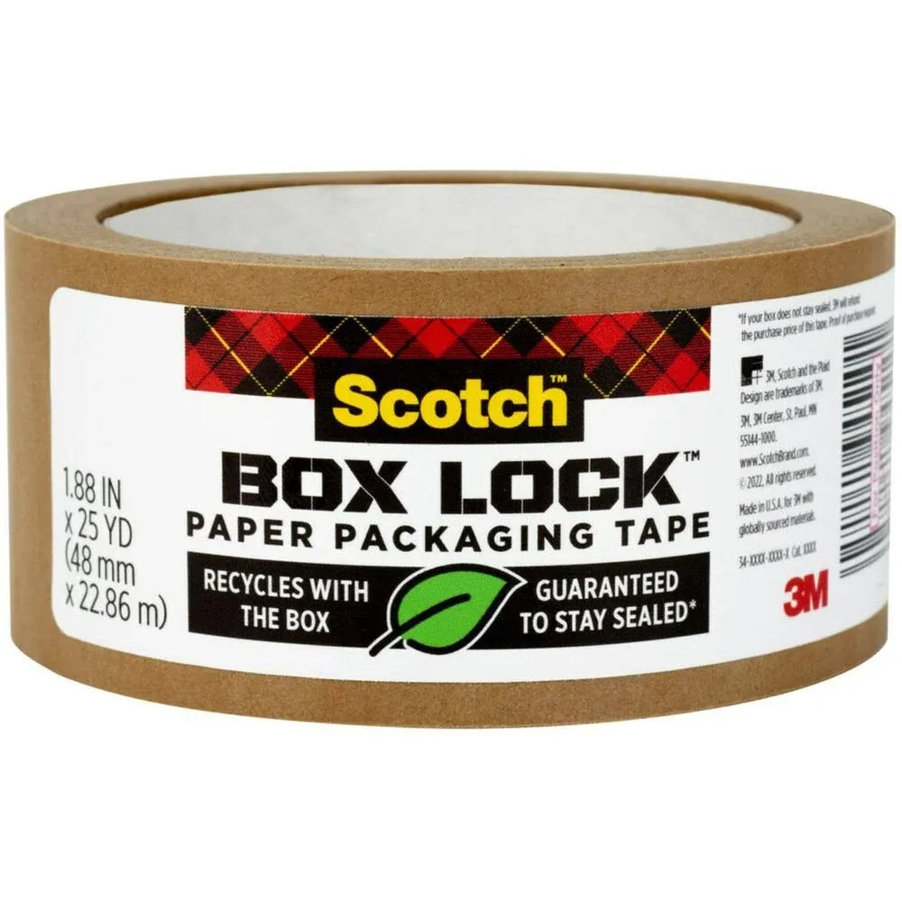 Scotch Box Lock Packaging Tape Refill - 25 yd Length x 1.88" Width - 8