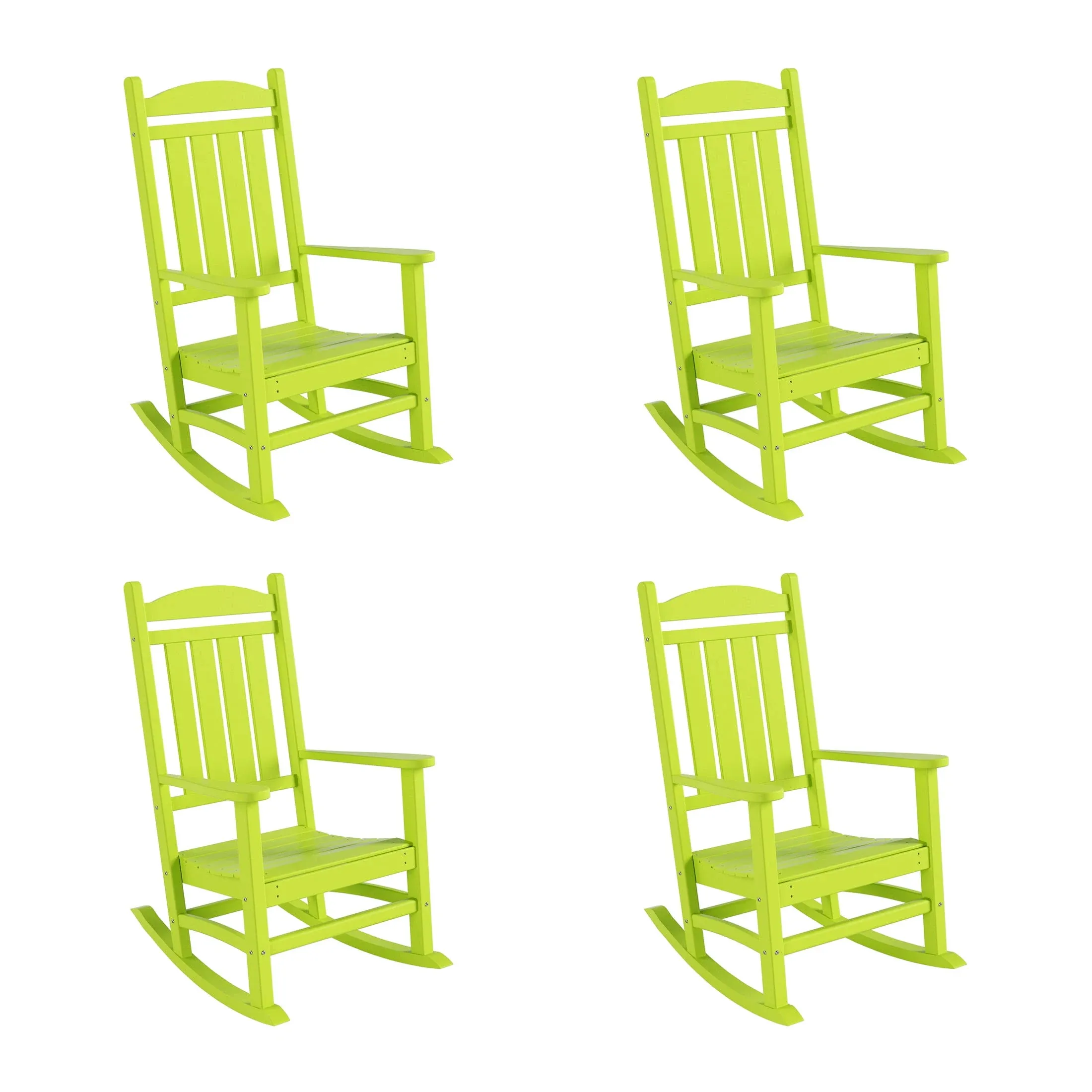 WestinTrends All-Weather Outdoor Patio Poly Classic Porch Rocking Chair Set of 4 - Black