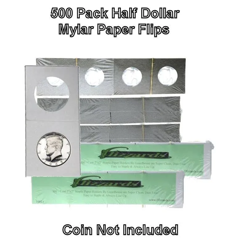 Guardhouse 2x2 Staple Paper Coin Holder for Half Dollar 500 PK