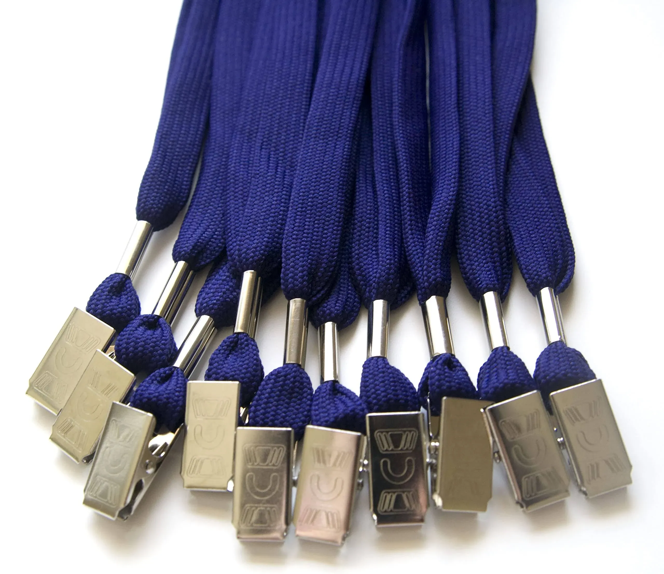 Pack 100 PCS NAVY BLUE FLAT ID BADGES STRAP HOLDER NECK LANYARDS BULLDOG CLIP