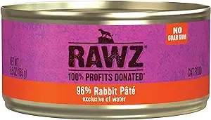 Rawz 96% Rabbit Pate Cat Food 24/5.5 oz Cans