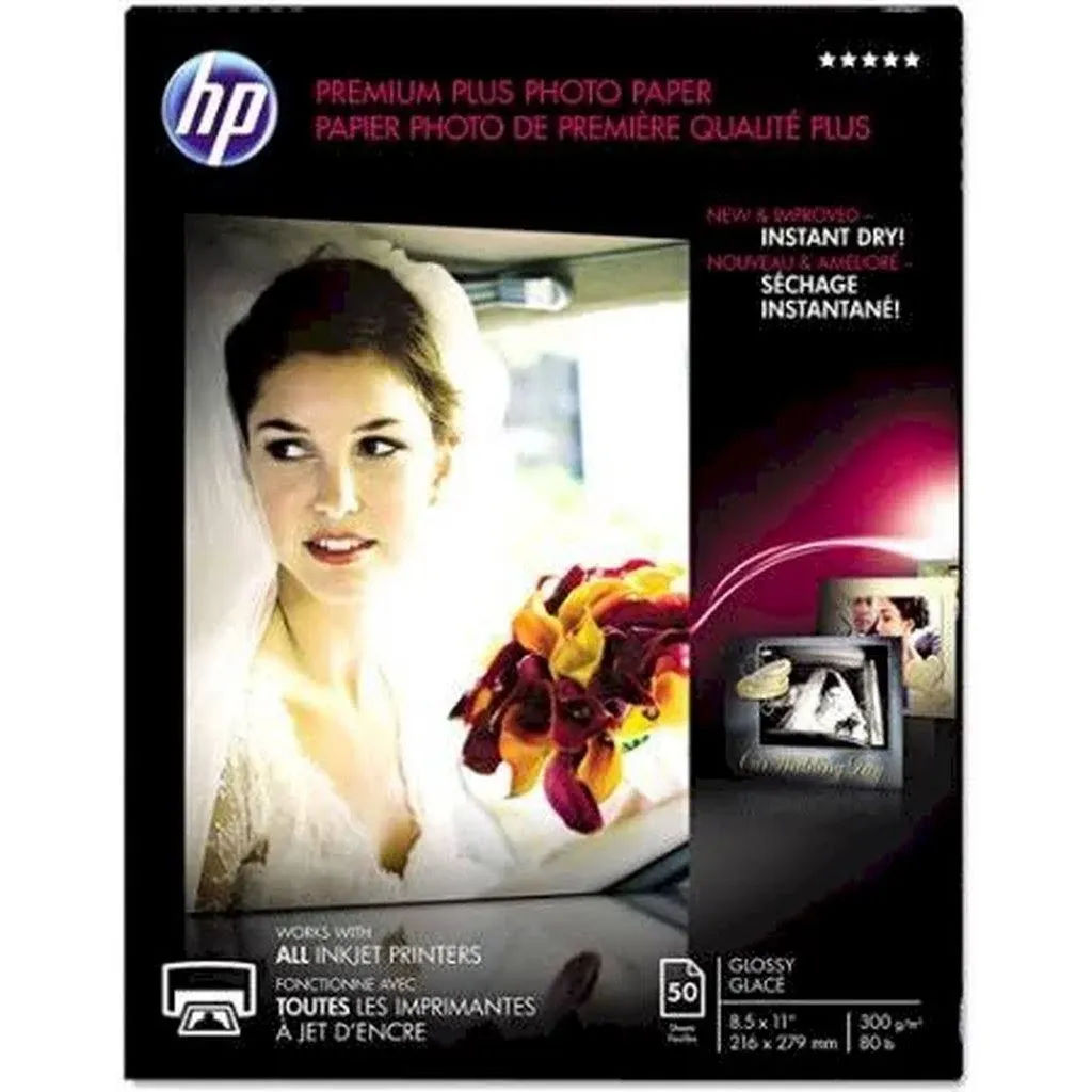 HP Premium Plus Glossy Photo Paper-50 sht/Letter/8.5 x 11 in