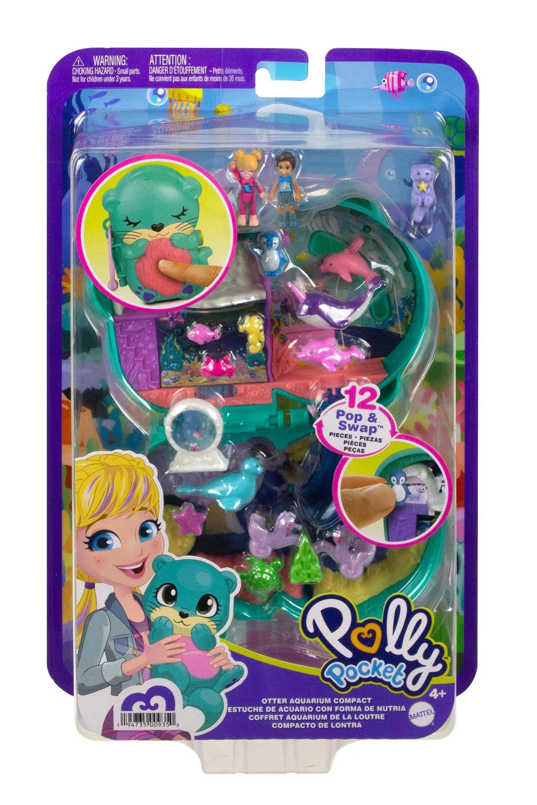 Polly Pocket Otter Aquarium Compact Theme with Micro &amp;