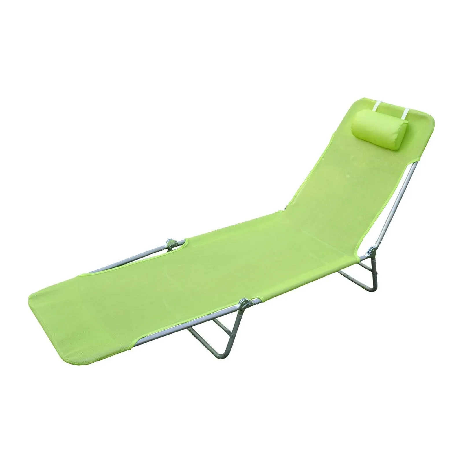 Outsunny Adjustable Reclining Beach Sun Lounge Chair - Green