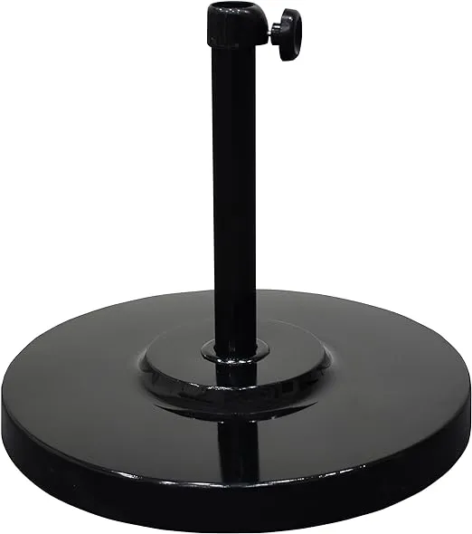 California Umbrella 50 lbs. Round Concrete Weighted Powdercoated Steel Umbrella Base, Black Frame