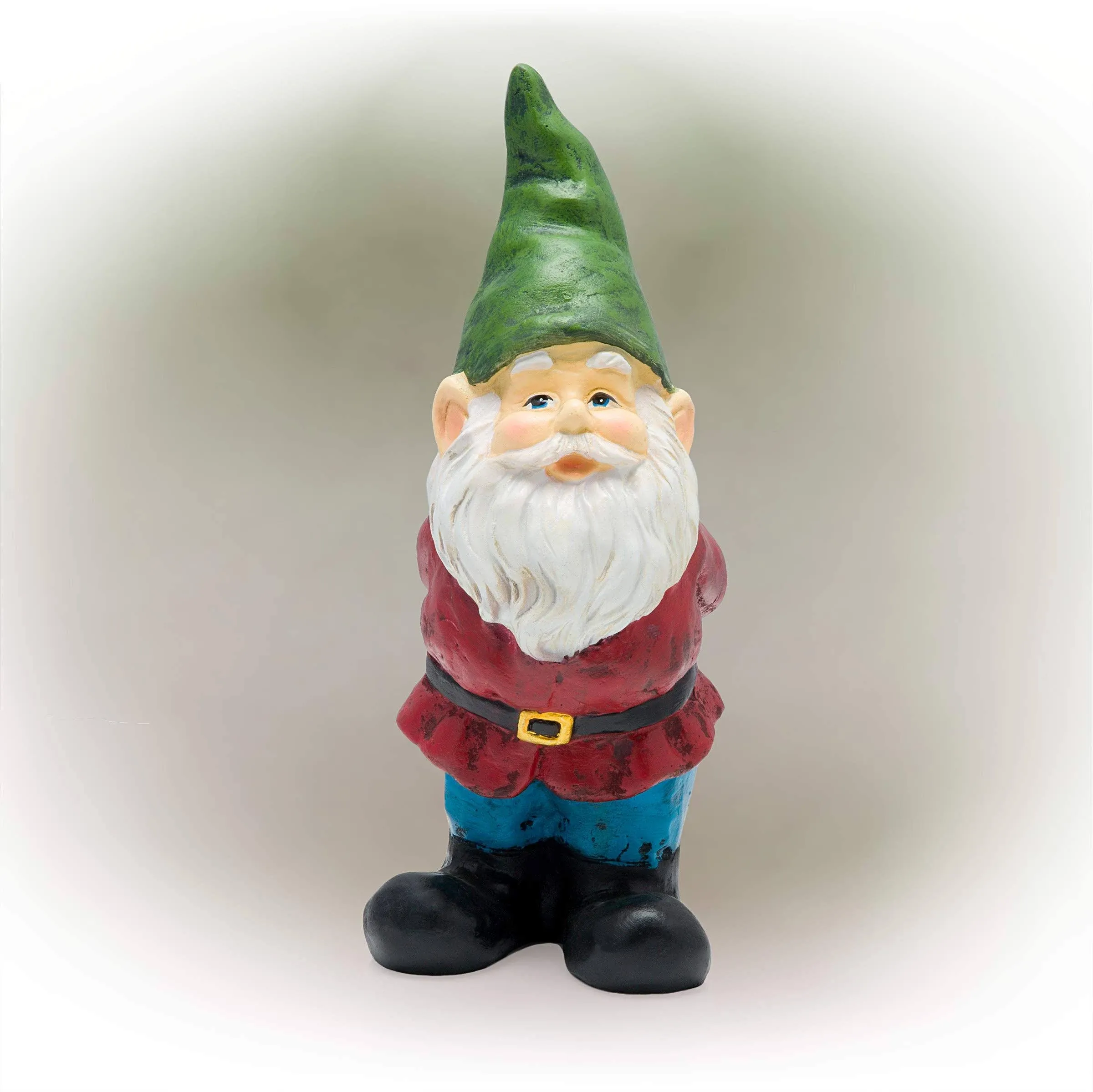 Alpine Bearded Garden Gnome Statue with Green Hat