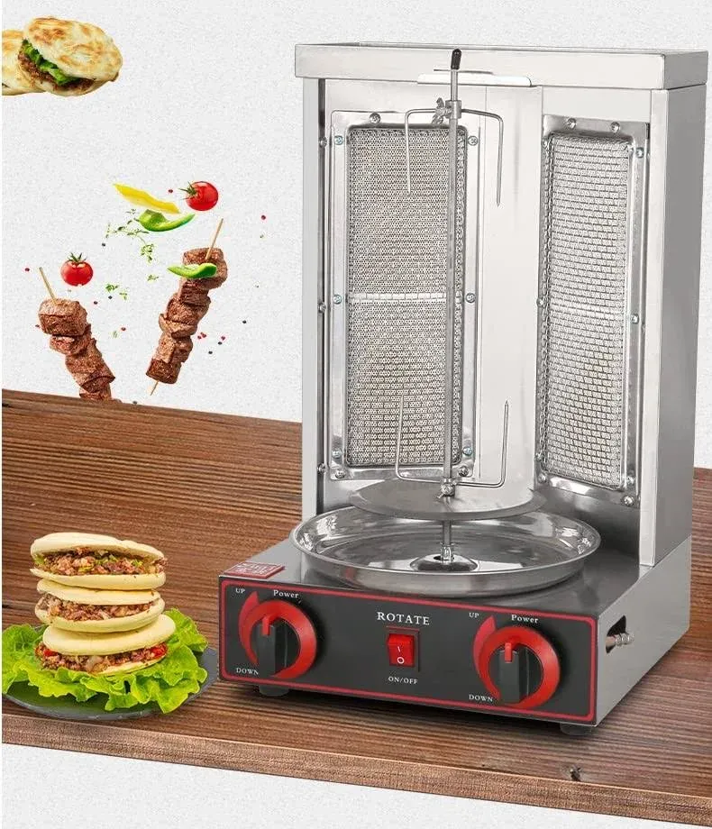 Shawarma Machine Doner Kebab Grill with 2 Burners Vertical Broiler for Commercia