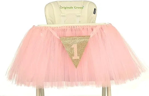 Originals Group 1st Birthday Baby Pink Tutu Skirt for High Chair Decoration for ...