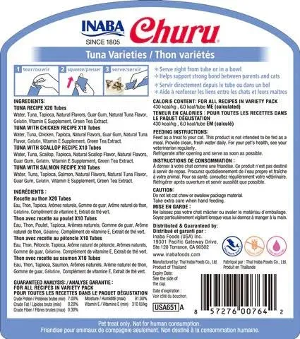 Inaba Churu Tuna Puree Cat Treats Variety Pack, 20 Count