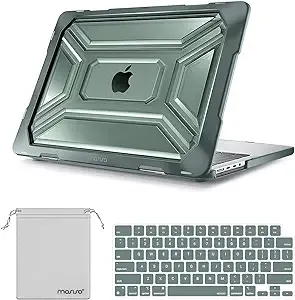 MOSISO Compatible with MacBook Pro 14 inch Case 2023 2022 2021 Release M3 A2918 A2992 M2 A2779 M1 A2442 Pro Max, Heavy Duty Plastic Hard Shell with TPU Bumper&Keyboard Cover&Storage Bag,Midnight Green