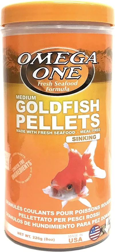 Omega One Goldfish Pellets, Sinking, 4mm Medium Pellets, 8 oz