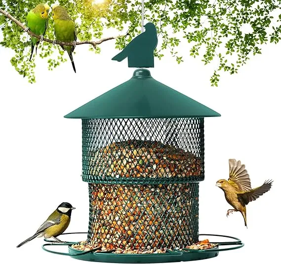 IKNHYEg Bird Feeder for Outside Hanging,Squirrel Proof Metal Bird Feeder for ...