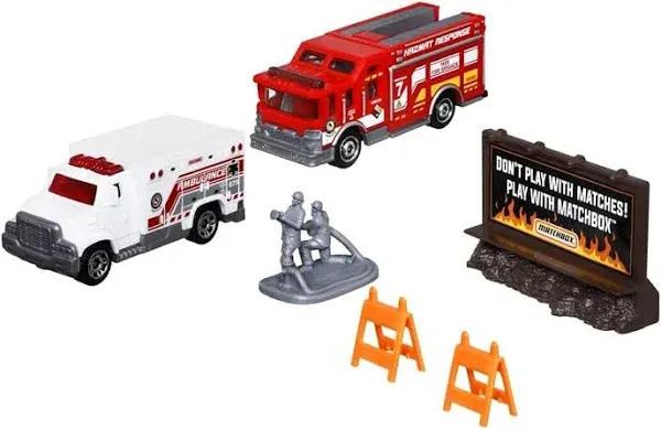 Matchbox Hitch & Haul Die-Cast Vehicle Playset - Fire Rescue ~ 6 Piece Set ...