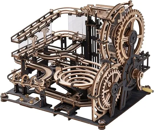 ROKR 294 Pieces 3D Wooden Puzzle Marble Run Model Kit for Adults and Kids-Marble Night City