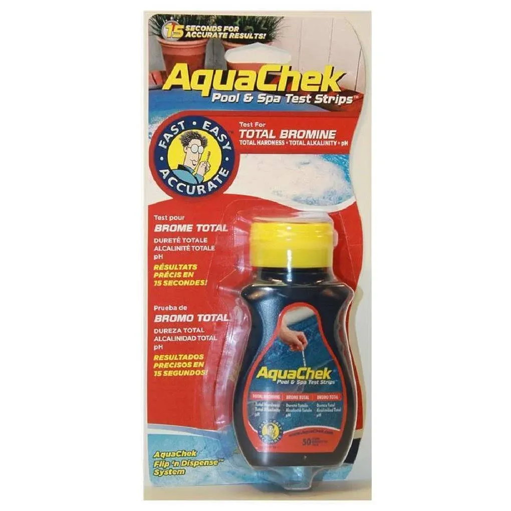 New! AquaChek 521253 Red Pool&amp;Spa Hot Tub Total Bromine Test Strips - 50 strips