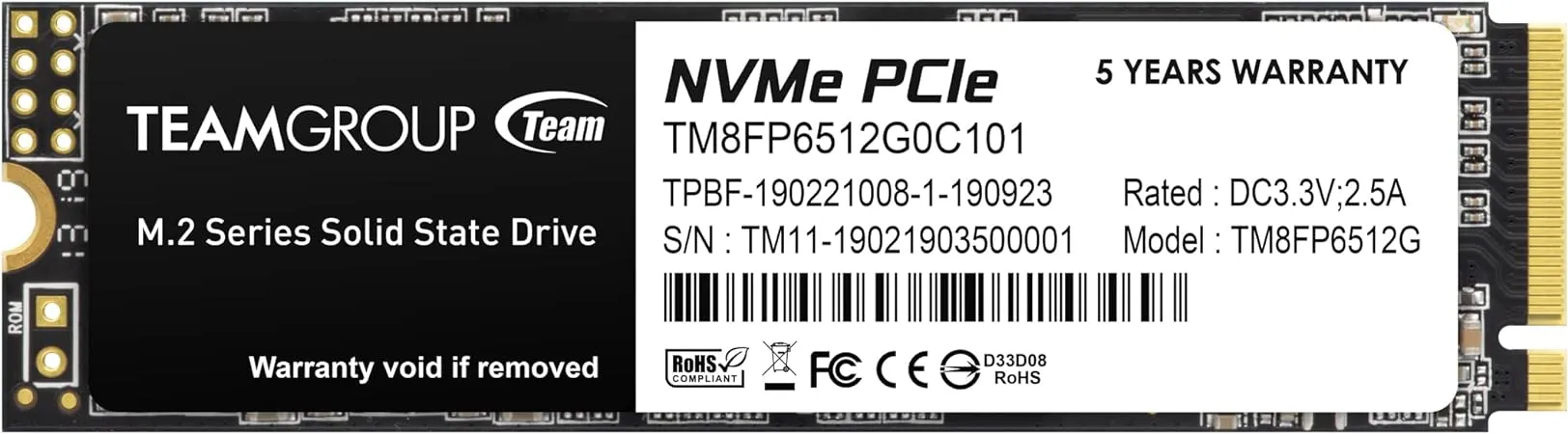 Team Group MP33 M.2 2280 512gb PCIe 3.0 X4 with NVMe 1.3 3D NAND Internal Solid