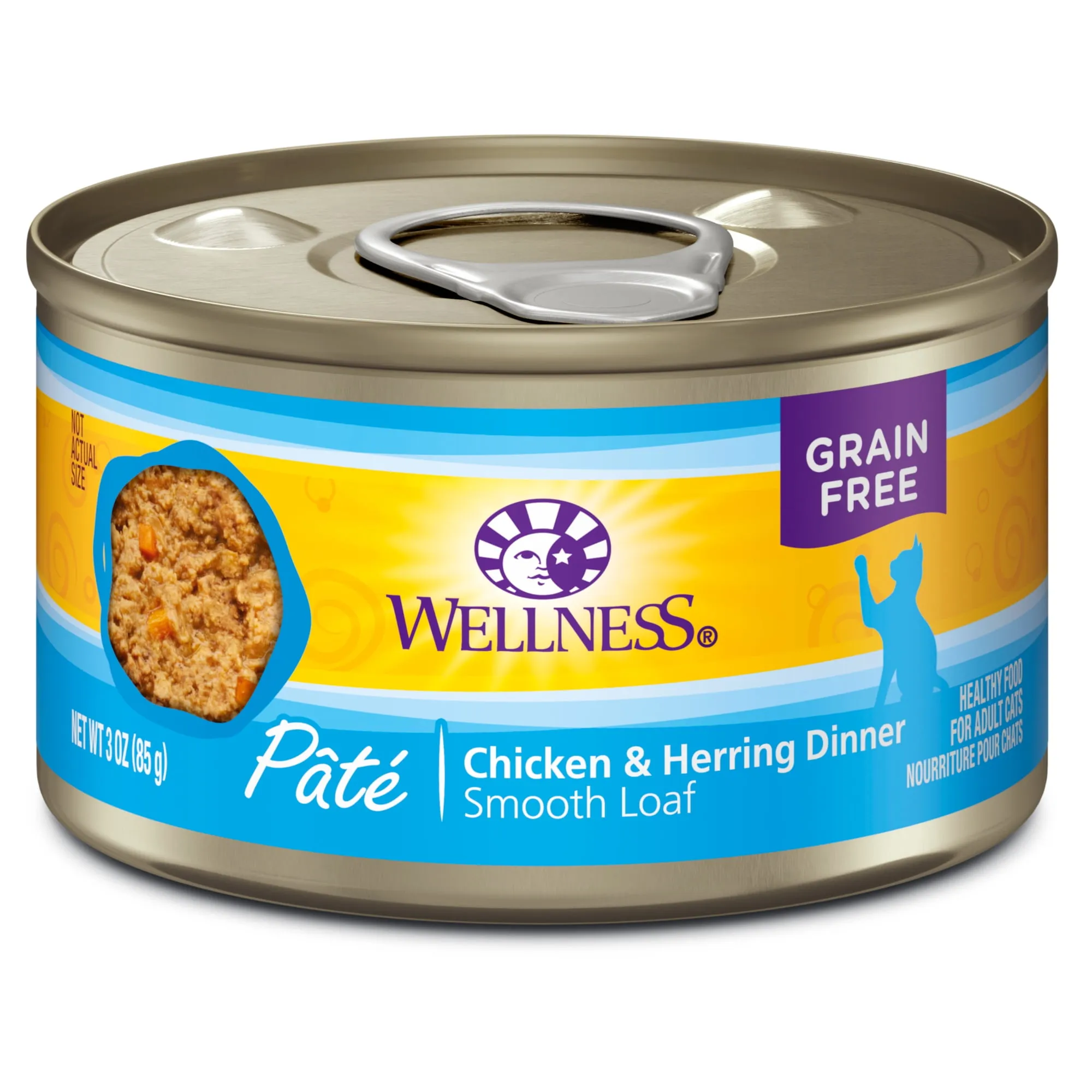 Wellness Complete Health Natural Grain Free Chicken & Herring Pate Wet Canned Cat Food - 3 oz, Case of 24