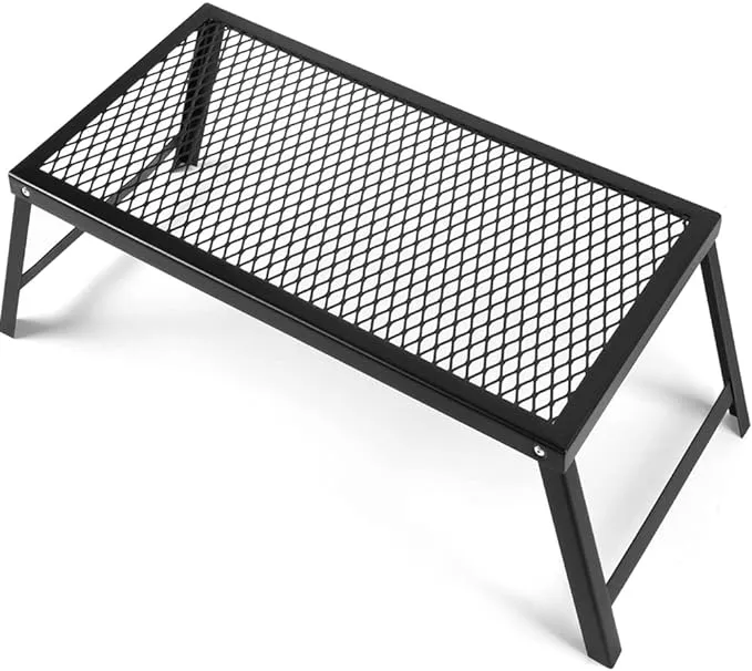 Folding Campfire Grill Heavy Duty Steel Grate with Legs Portable Over Fire Ca...