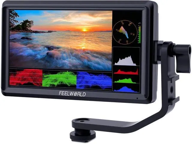 FEELWORLD FW568 V3 6 inch DSLR Camera Field Monitor with Waveform LUTs Video Peaking Focus Assist Small Full HD 1920x1080 IPS with 4K HDMI 8.4V DC.