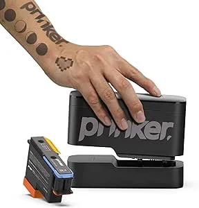 Prinker S Temporary Tattoo Device Package for Your Instant Custom Temporary Tattoos with Premium Cosmetic Black Ink