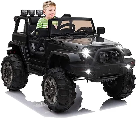 OTTARO Kids Ride on Truck, Children Electric Ride on Car w/Parent Remote Control, 12V Battery Powered Driving Trucks Cars for Boys and Girls, Spring Suspension, MP3 Player (Black)