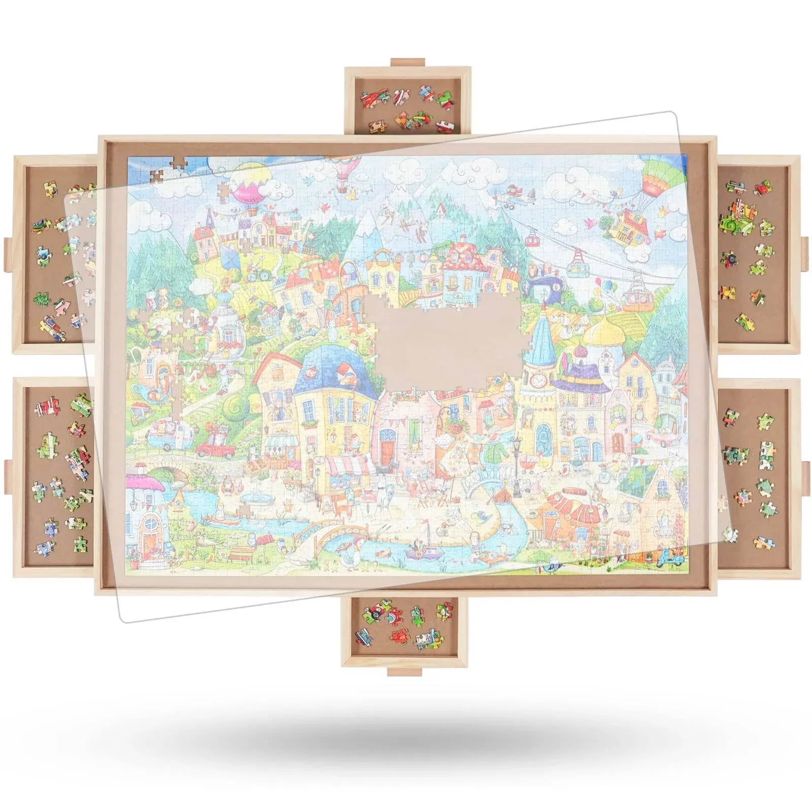 ALL4JIG 1500 Pieces Rotating Puzzle Board with 6 Drawers and cover,26"x35 ...