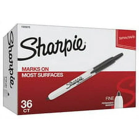 Sharpie Retractable Permanent Marker, Fine Bullet Tip, Black, 36-Pack