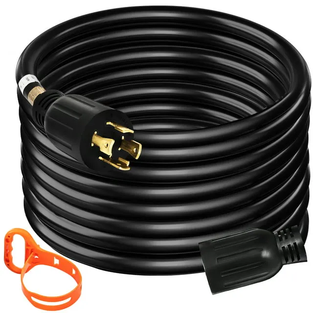 WhizMax 20FT 30Amp Generator Extension Cord with Twist Lock Connector for Campsites,RVs,Trailers,Black