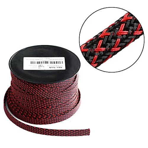 100ft - 3/4 inch PET Expandable Braided Sleeving – Black – Alex Tech Braided Cable Sleeve