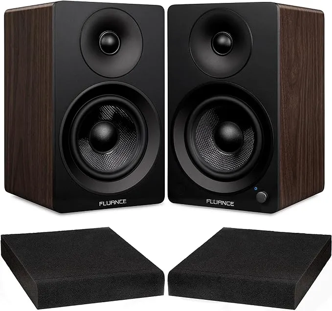 Fluance Ai41 Powered 2-Way 2.0 Stereo Bookshelf Speakers with 5" Drivers, 90W Amplifier for Turntable, TV, PC, Bluetooth