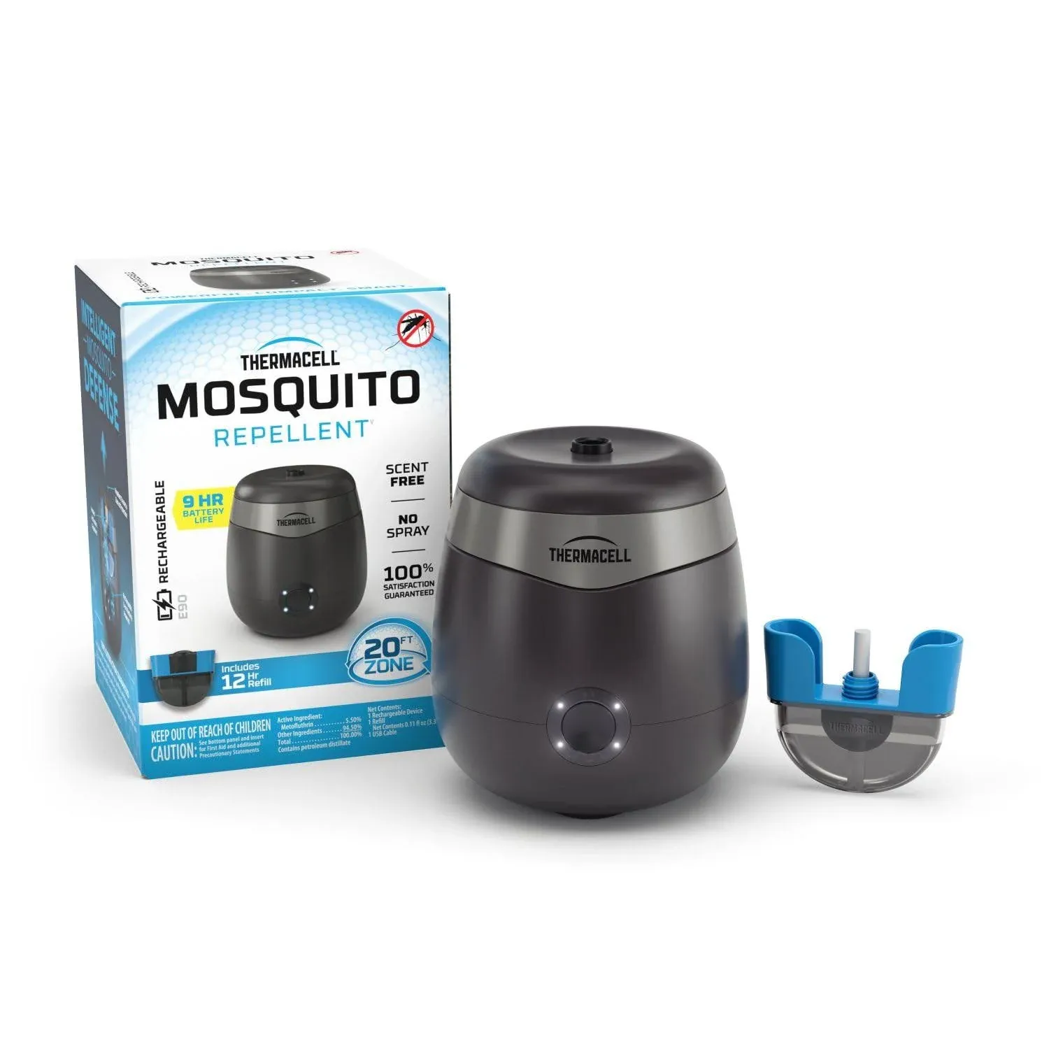 Thermacell Patio Shield Mosquito Repellent E-series Rechargeable Repeller, Charcoal