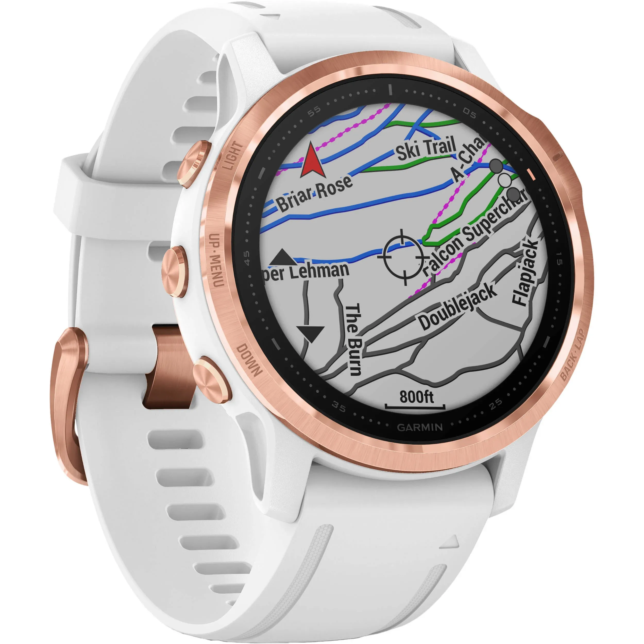 Garmin Fenix 6s Pro 1.2in Rose Gold with White Band GPS Watch - 010-02159-10