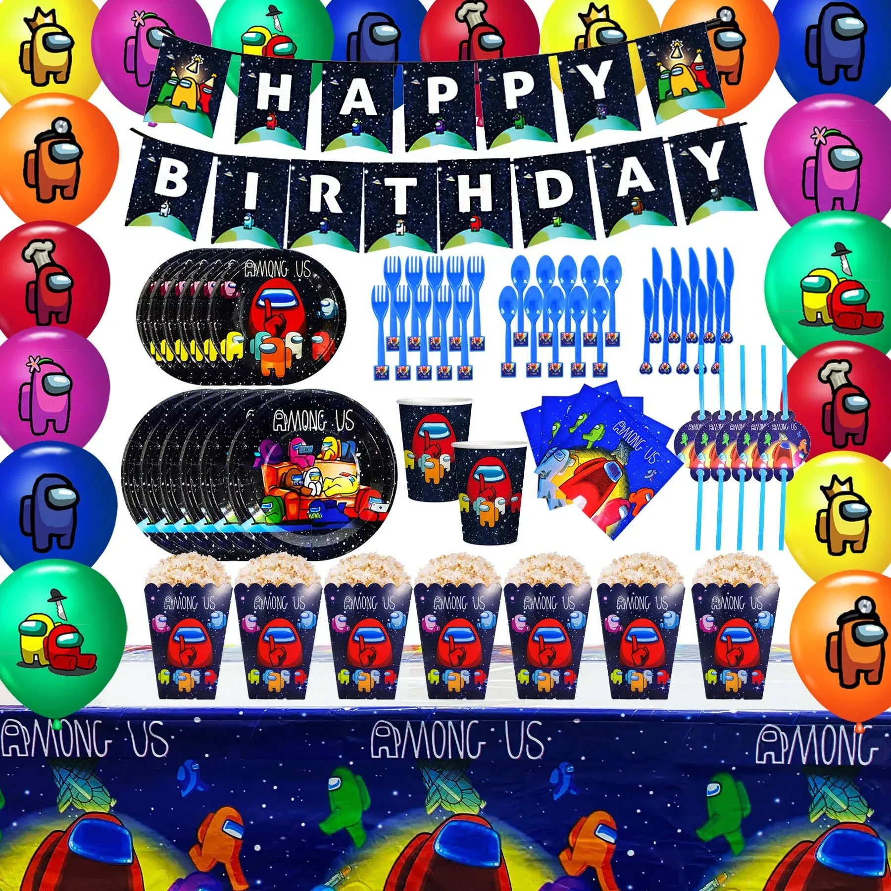 Video Game Party Supplies Video Game Party Decorations Kids Birthday Party Favors, Banner, Table Covers, Napkins, Cups, Straws, plates, spoon, fork, knives, Popcorn box, Latex Balloons Decoration