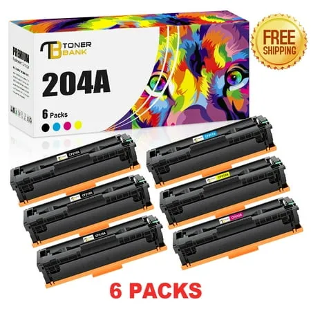 Toner Bank 6-Pack Compatible Toner Replacement for HP CF510A CF511A CF512A CF513A Color LaserJet Pro-M154a M154nw MFP-M180n M180nw M181f Printer Ink 3x Black Cyan Magenta Yellow