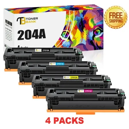 Toner Bank 4-Pack Compatible Toner Replacement for HP CF510A CF511A CF512A CF513A Color LaserJet Pro-M154a M154nw MFP-M180n M180nw M181f Printer Ink Black Cyan Magenta Yellow