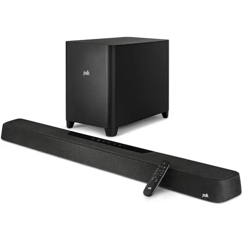 Polk MagniFi Max AX SR 7.1.2 Channel Sound Bar with 10" Wireless Subwoofer & SR2 Surround Speakers (2022 Model), Dolby Atmos and DTS:X Certified, Polk's Patented VoiceAdjust & SDA Technologies,Black