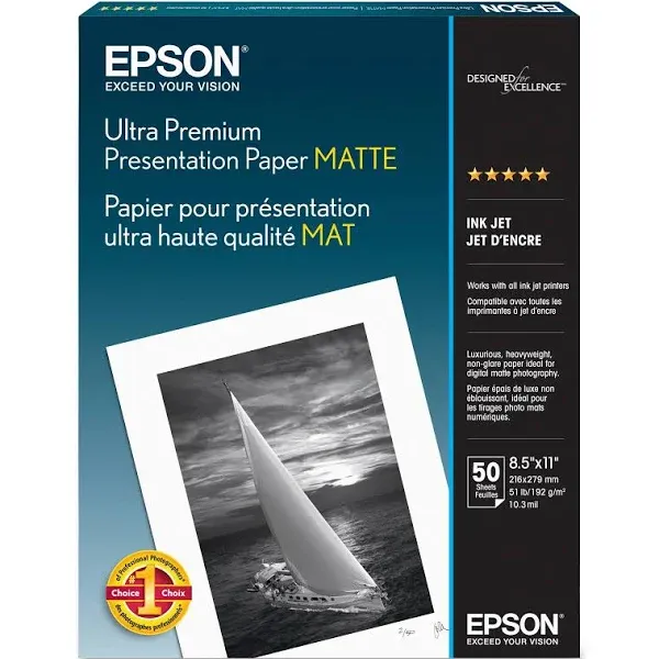 Epson Ultra Premium Presentation Matte Paper 8.5x11” (50)