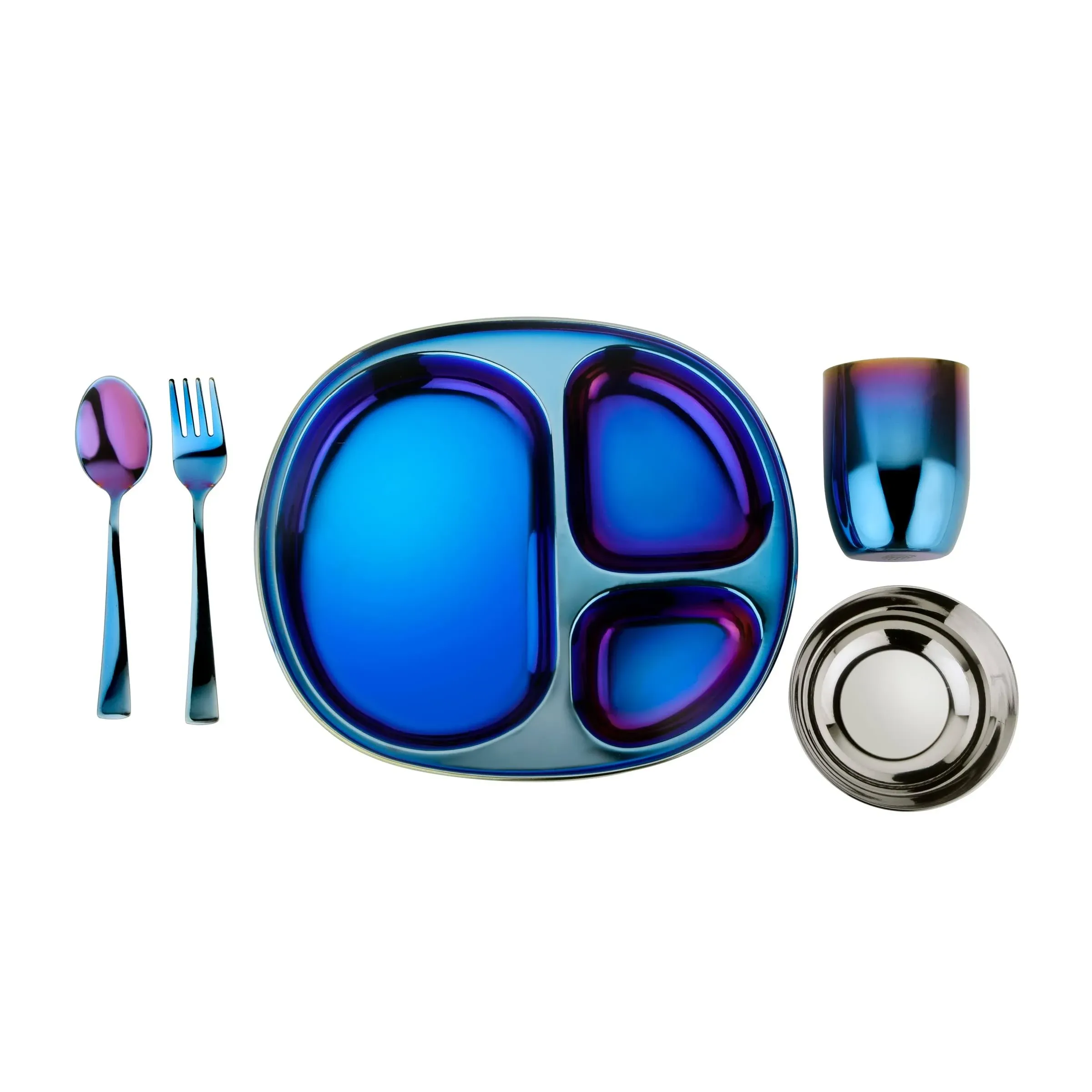 Ahimsa Stainless Steel Mindful Mealtime Set - Iridescent Blue