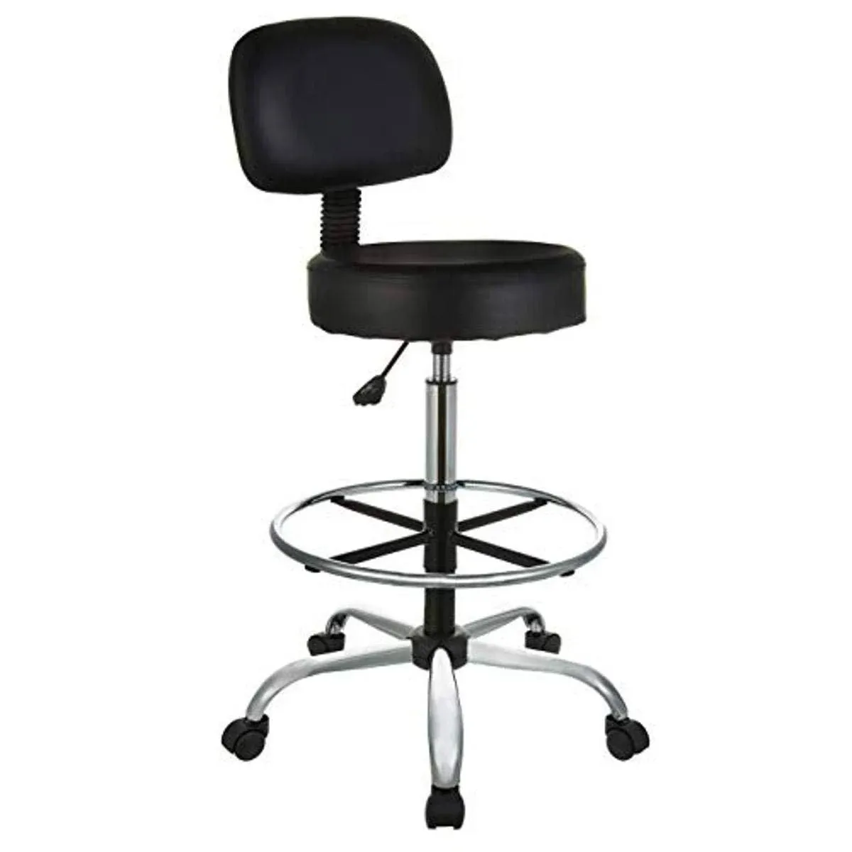 Comfortable Black Drafting Spa Bar Stool with Casters - Adjustable Height 36.2&#039;&#039;