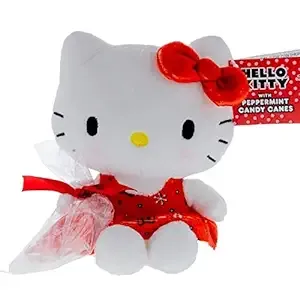 Hello Kitty 6.5&quot; Christmas Plush Doll with Mini Peppermint Candy Canes