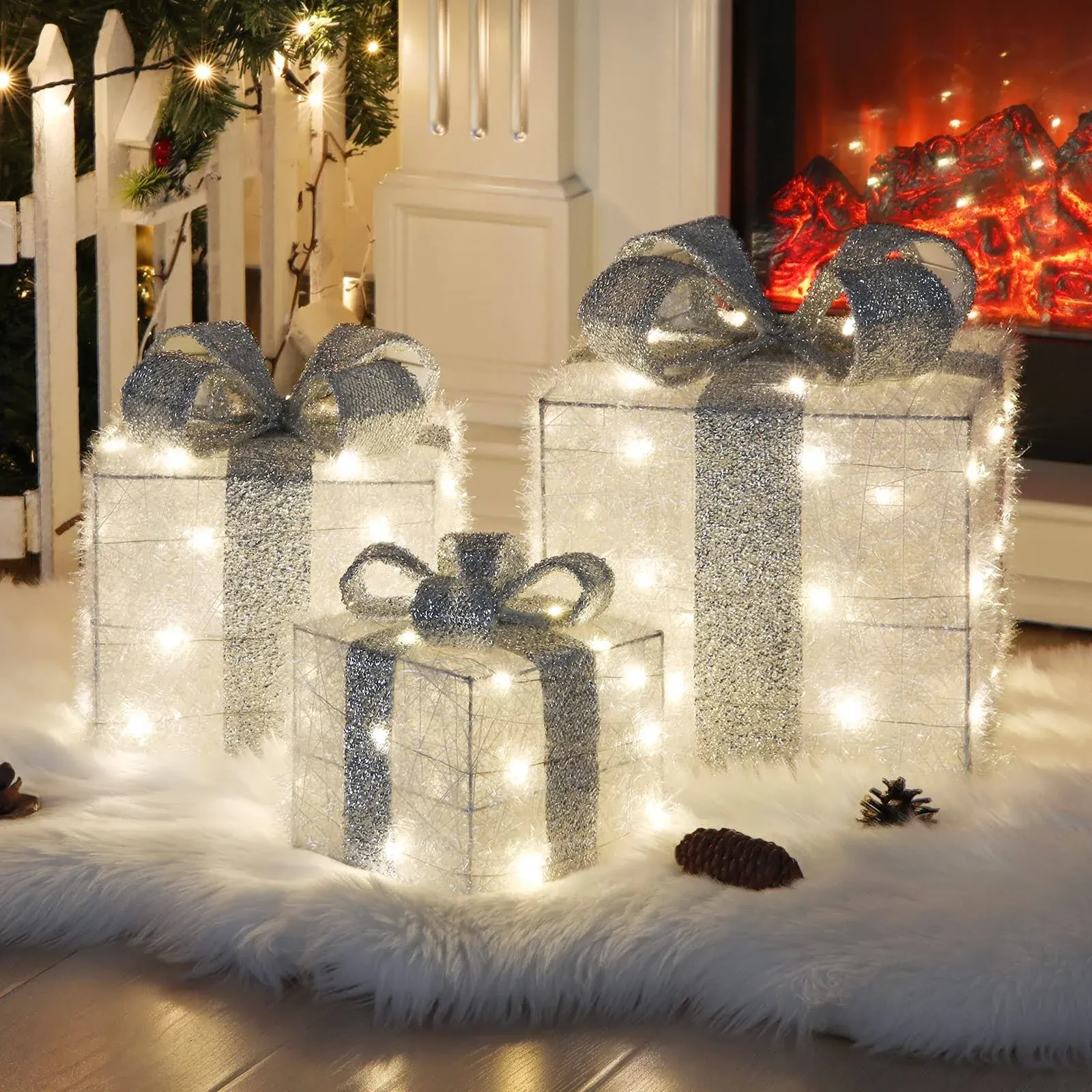 Christmas Lighted Gift Boxes Set Of 3 Christmas Decorations for Home The Holiday Aisle