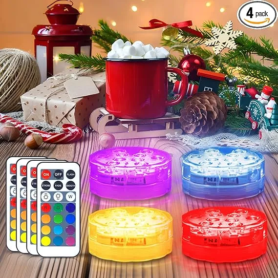 Creatrek Christmas Lights, 10 Color Changing LED Light, Battery Operated Lights for Christmas Decorations 4 Pack No Suction Cups and No Magnets