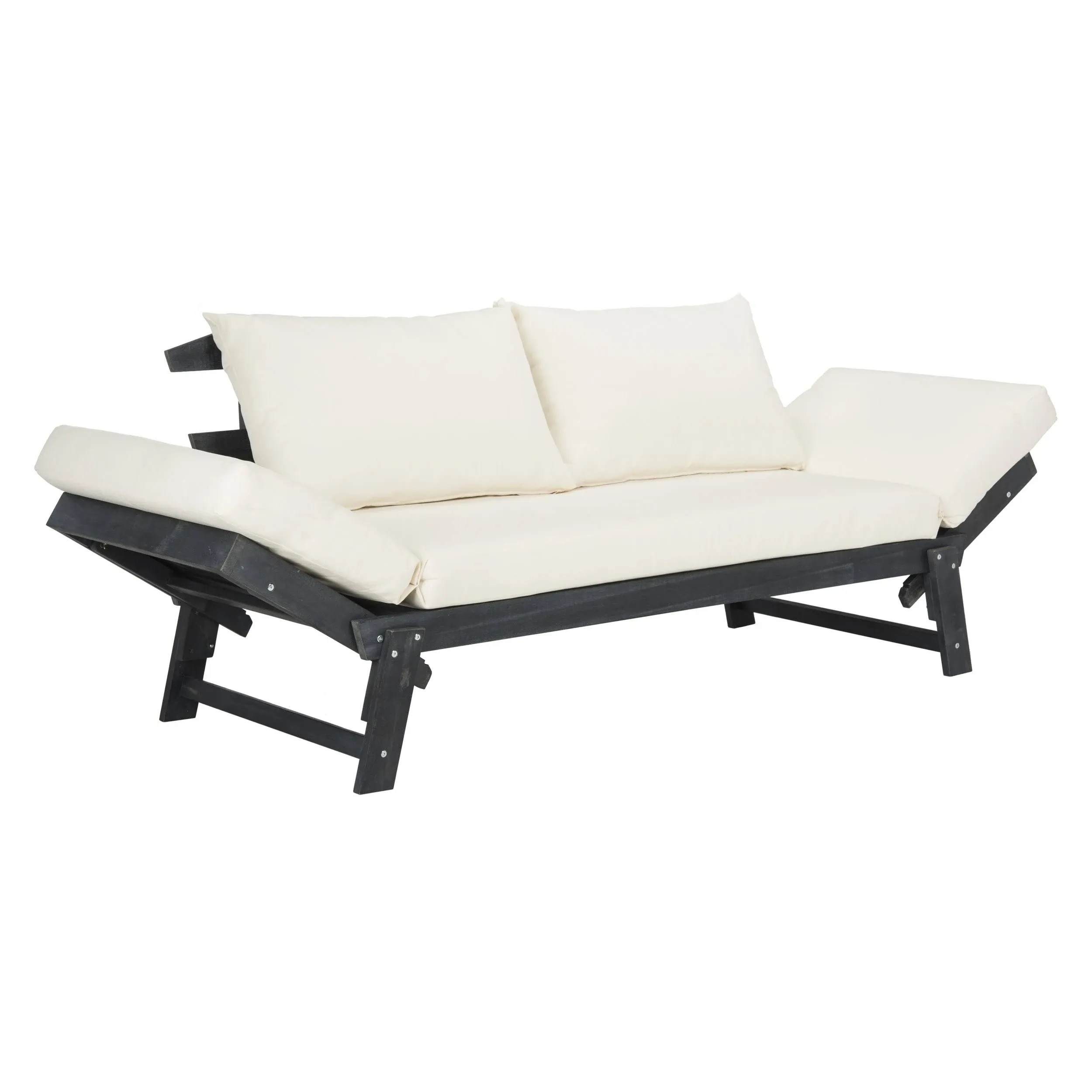 SAFAVIEH Outdoor Collection Contemporary Daybed | Dark Slate Grey/Beige |