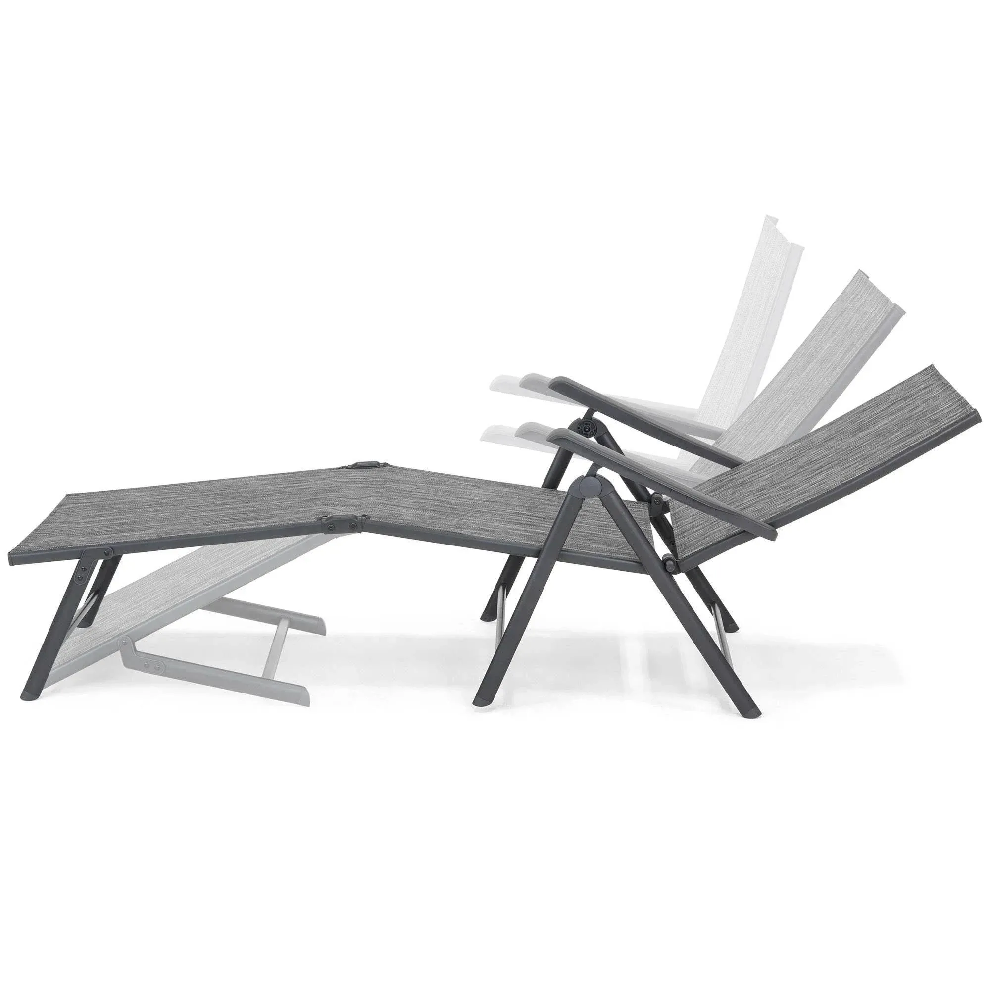 Set of 2 Outdoor Patio Chaise Chair Reclining Folding Pool Lounger