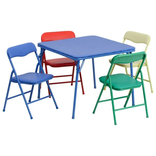 Flash Furniture Kids Black 5 Piece Folding Table and Chair Set