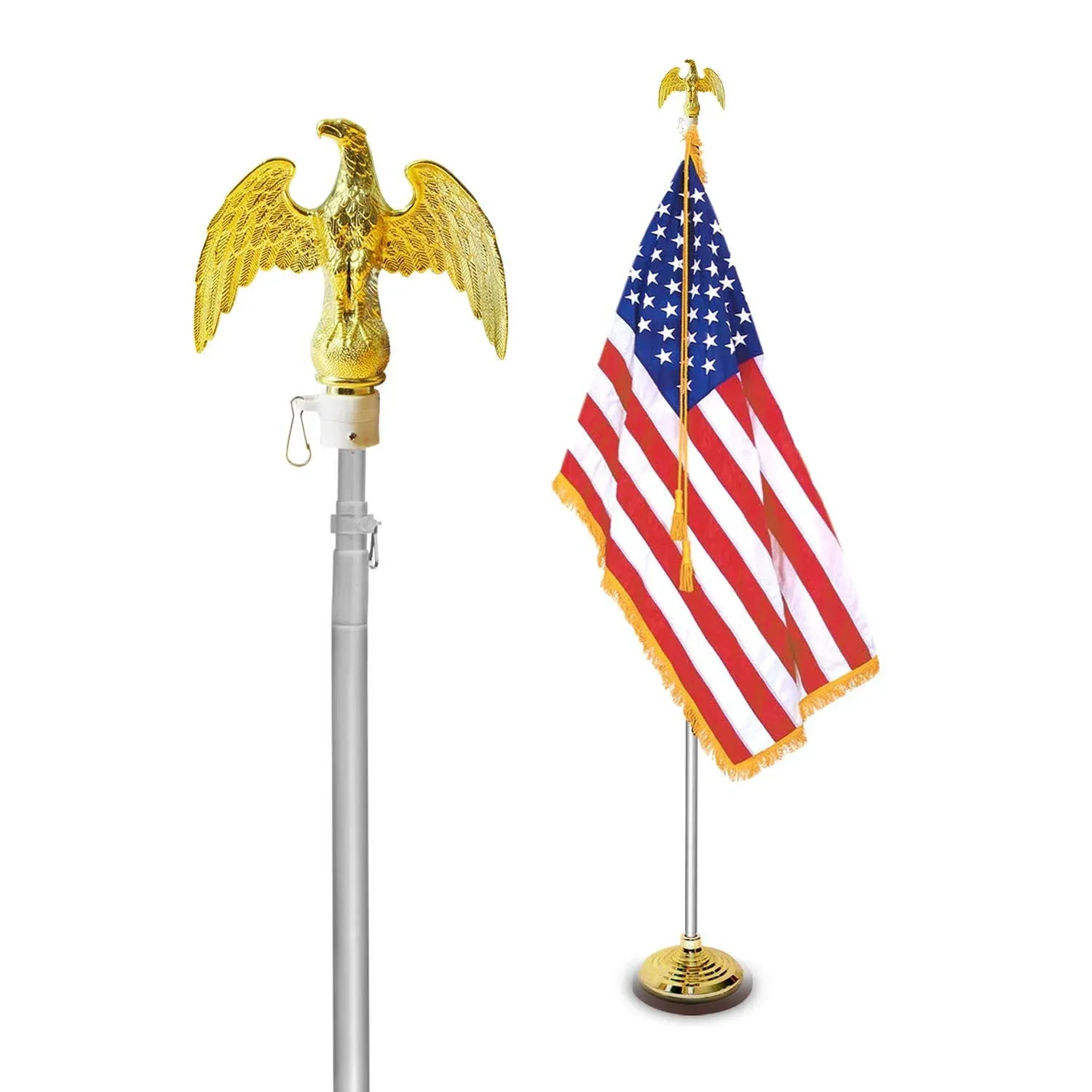 Anley 7.5ft Telescopic Flag pole Aluminum Telescoping Flag Pole Golden Eagle Top