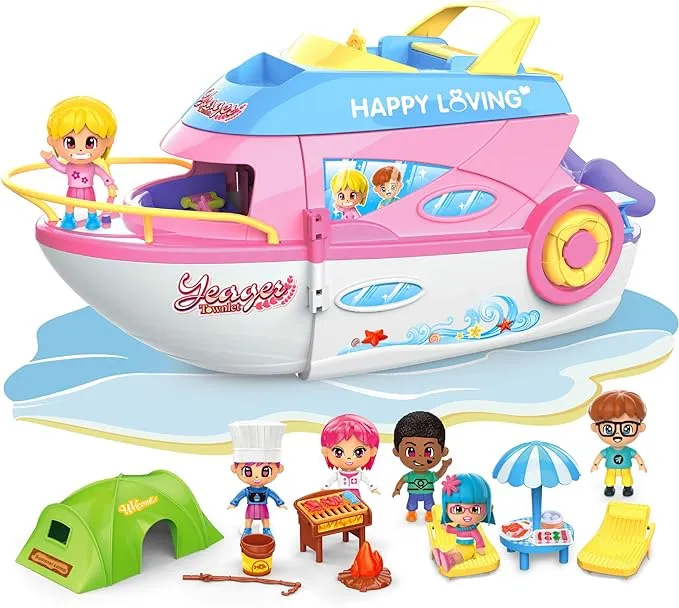 iPlay, iLearn Dollhouse Playset for 3-4 Year Old Girls, Boat Toy Set w/ Small ...