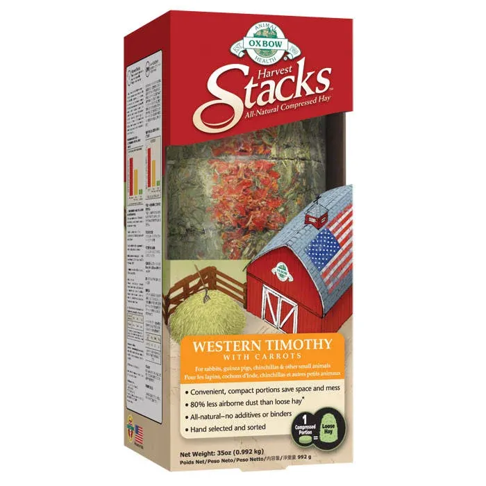 Oxbow Harvest Stacks Timothy Hay with Carrots - 35 oz box