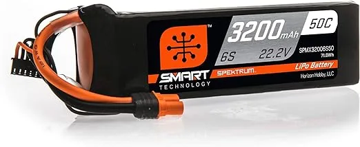 Spektrum SPMX32006S50 22.2V 3200mAh 6S 50C Smart Lipo Battery: IC5